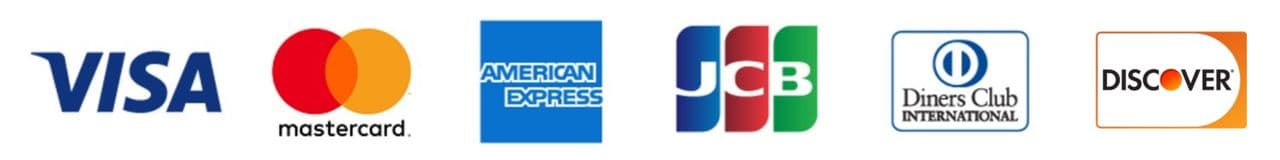 利用可能なクレジットカード：Visa、Mastercard、American Express、JCB、Diners Club、Discover